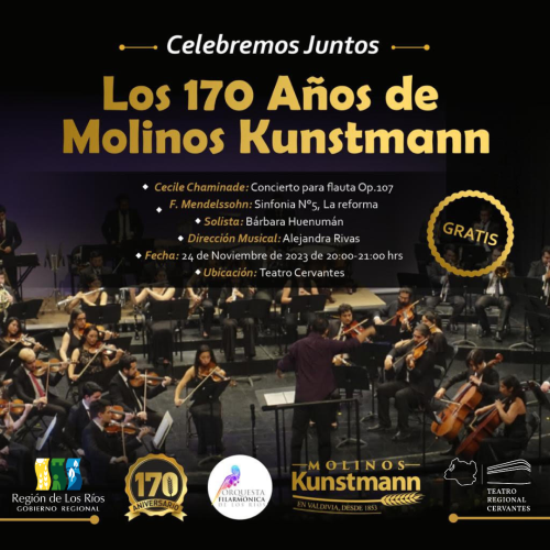 Orquesta Filarmónica de Los Ríos: Celebremos juntos los 170 años de Molinos Kunstmann